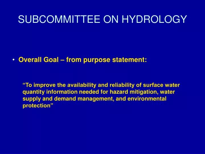 subcommittee on hydrology