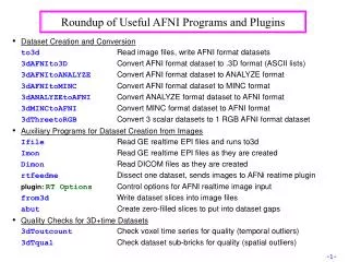 Roundup of Useful AFNI Programs and Plugins