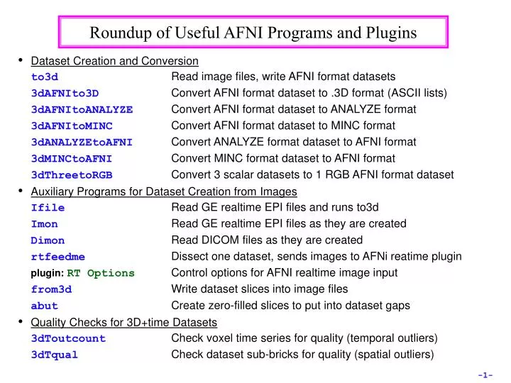 roundup of useful afni programs and plugins