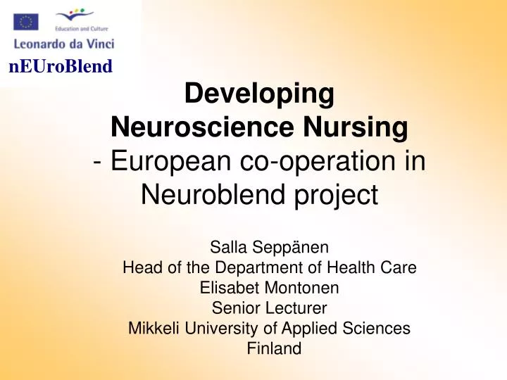 developing neuroscience nursing european co operation in neuroblend project