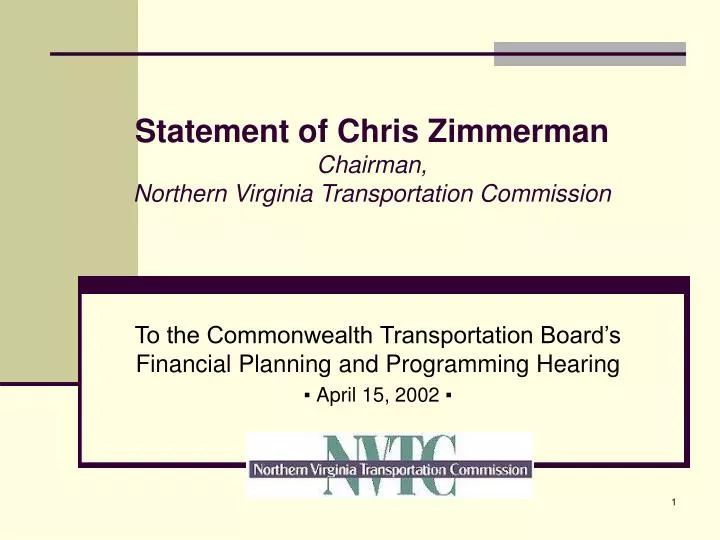 statement of chris zimmerman chairman northern virginia transportation commission