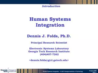 Human Systems Integration