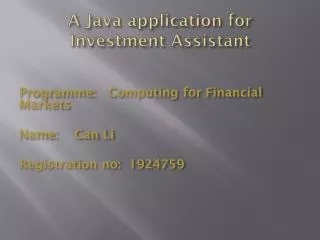 A Java application for Investment Assistant