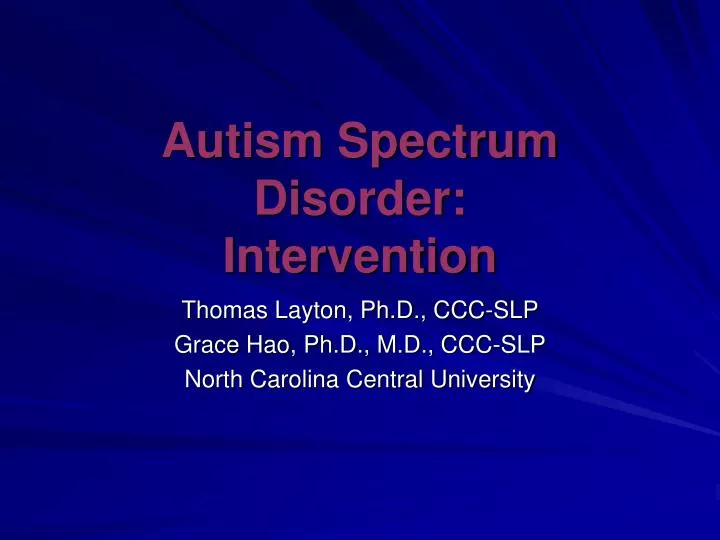 autism spectrum disorder intervention