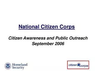 Citizen Awareness and Public Outreach September 2006