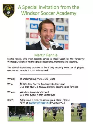 A Special Invitation from the Windsor Soccer Academy