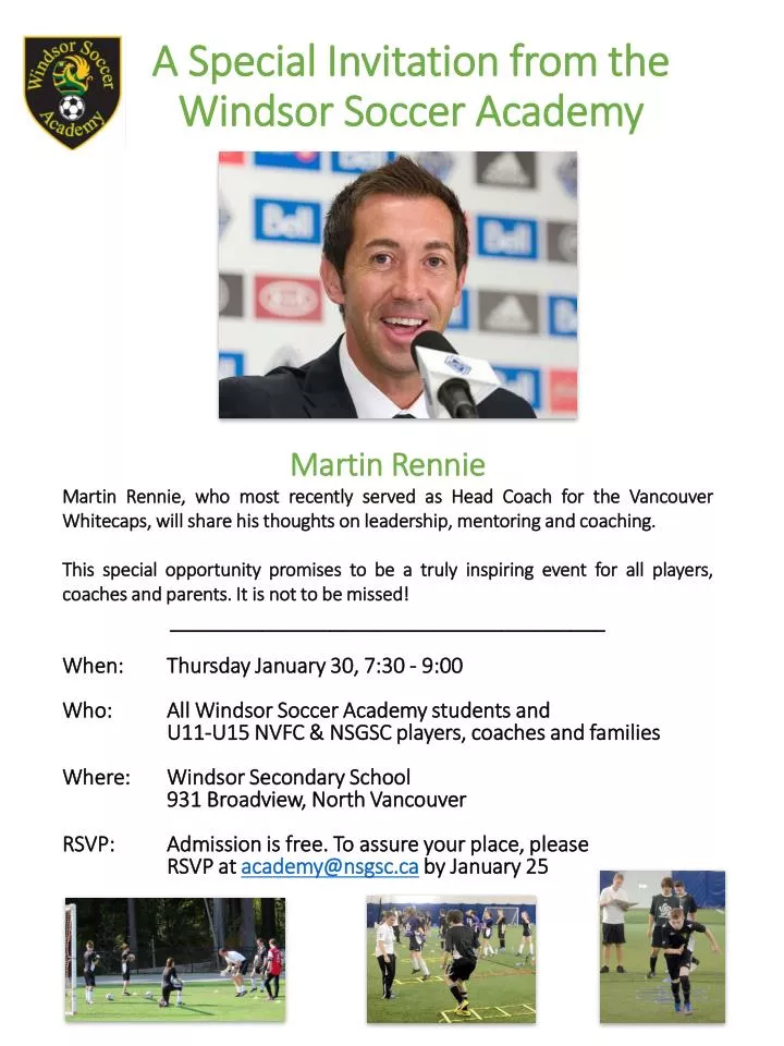 a special invitation from the windsor soccer academy