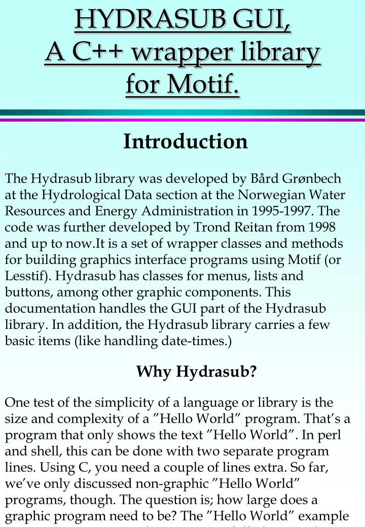 hydrasub gui a c wrapper library for motif