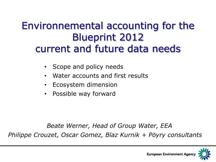 environnemental accounting for the blueprint 2012 current and future data needs