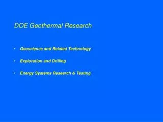 DOE Geothermal Research