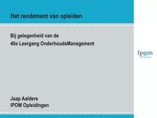het rendement van opleiden