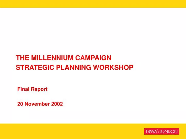 the millennium campaign strategic planning workshop
