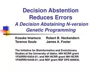 Decision Abstention Reduces Errors A Decision Abstaining N-version Genetic Programming