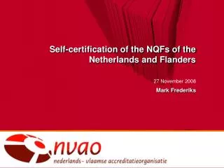 Self-certification of the NQFs of the Netherlands and Flanders