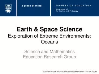 Earth &amp; Space Science Exploration of Extreme Environments: Oceans
