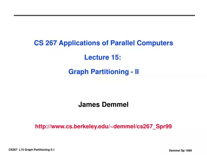 cs 267 applications of parallel computers lecture 15 graph partitioning ii