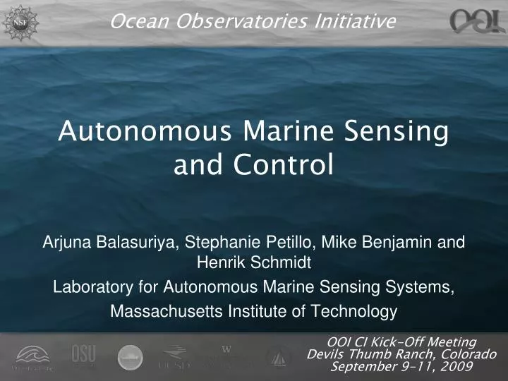 autonomous marine sensing and control