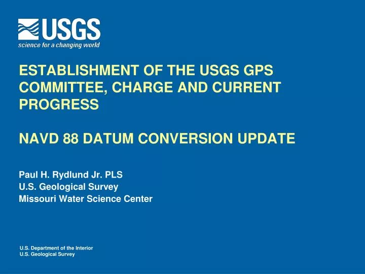 establishment of the usgs gps committee charge and current progress navd 88 datum conversion update