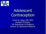 Adolescent Contraception - slide 1