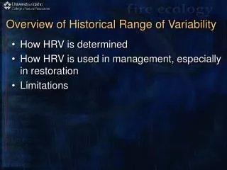 Overview of Historical Range of Variability
