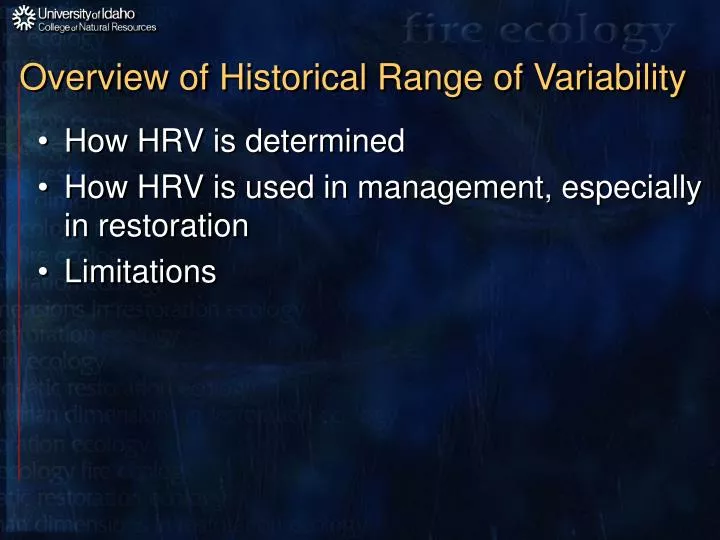 overview of historical range of variability
