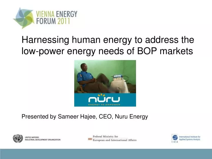 harnessing human energy to address the low power energy needs of bop markets