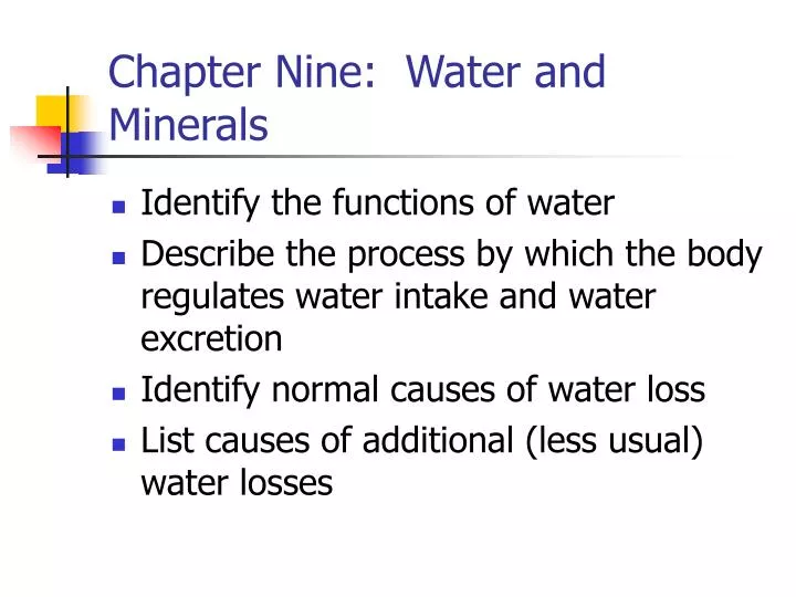 chapter nine water and minerals