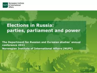 Elections in Russia: parties, parliament and power