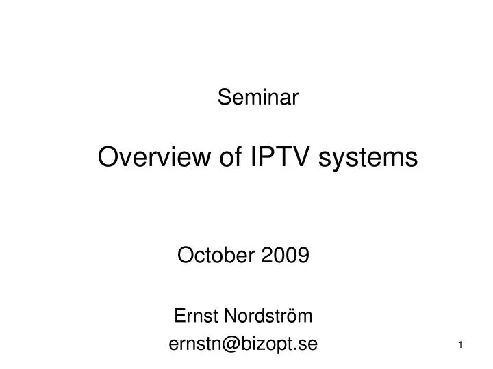 seminar overview of iptv systems
