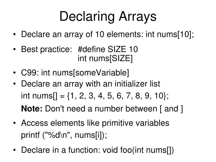 declaring arrays
