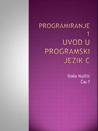 programiranje 1 uvod u programski jezik c