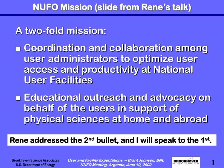 nufo mission slide from rene s talk