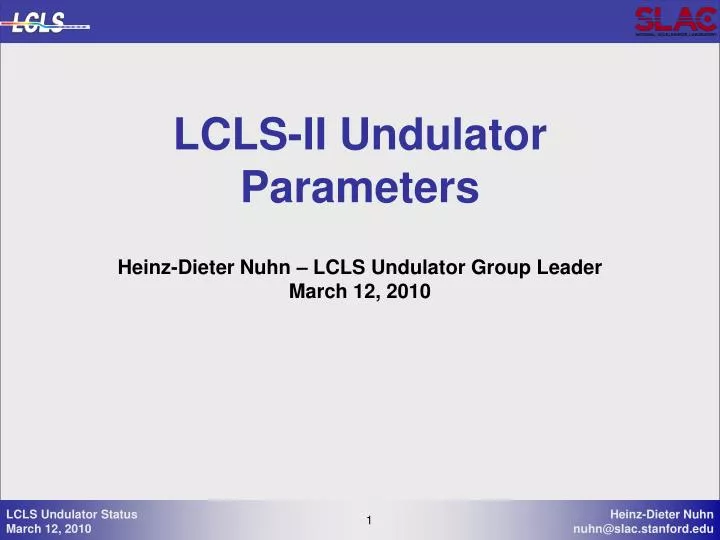 lcls ii undulator parameters