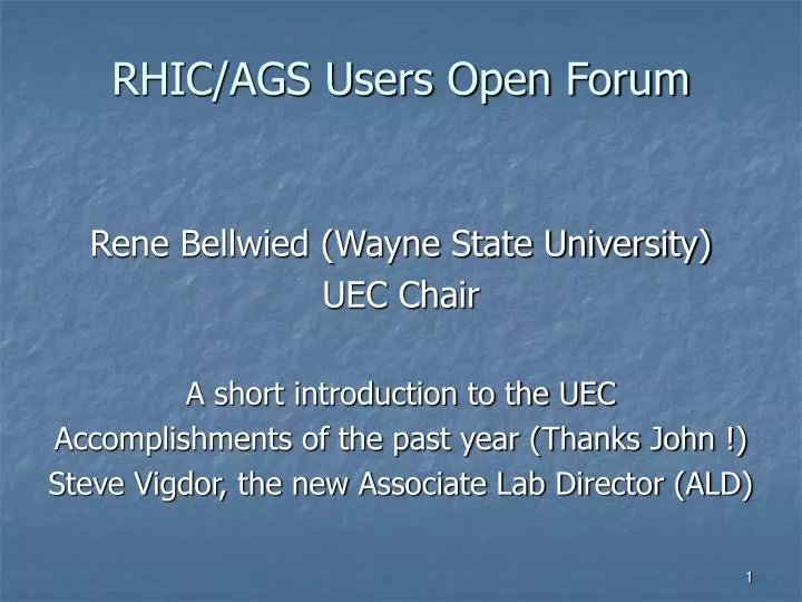 rhic ags users open forum