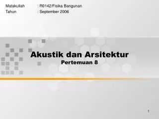 akustik dan arsitektur pertemuan 8