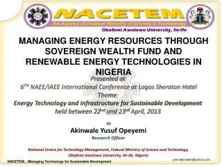 by Akinwale Yusuf Opeyemi Research Officer