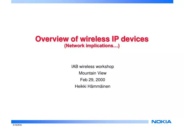 overview of wireless ip devices network implications