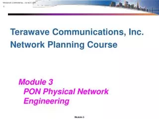 Terawave Communications, Inc. Network Planning Course