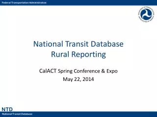 National Transit Database Rural Reporting