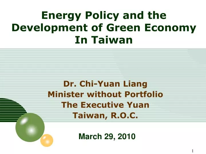 energy policy and the development of green economy in taiwan