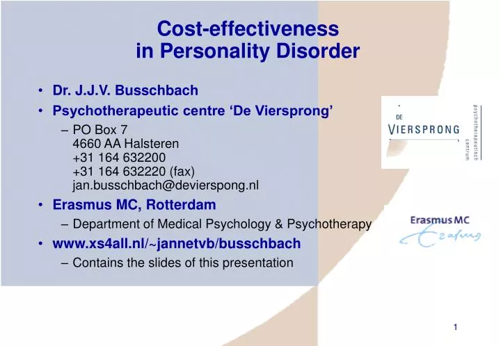 cost effectiveness in personality disorder