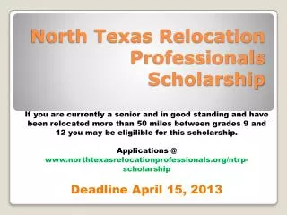 North Texas Relocation Professionals Scholarship