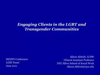 Engaging Clients in the LGBT and Transgender Communities