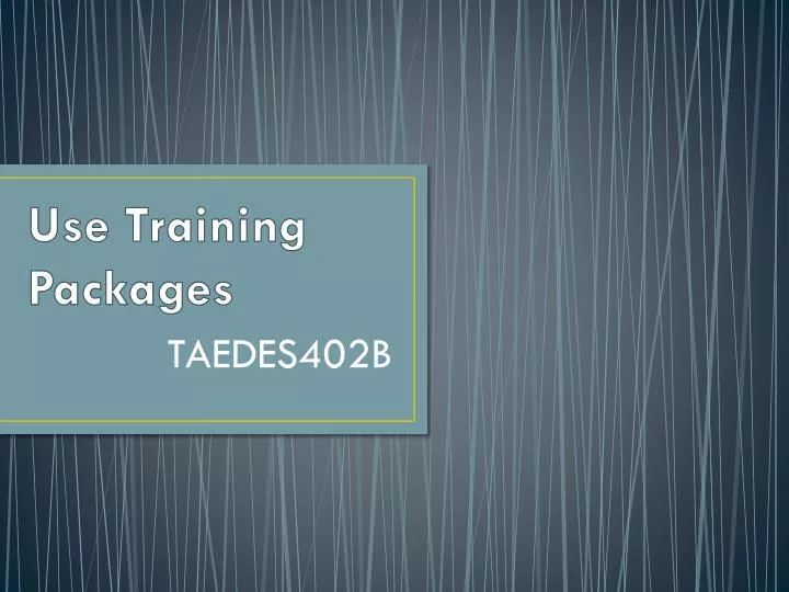 use training packages