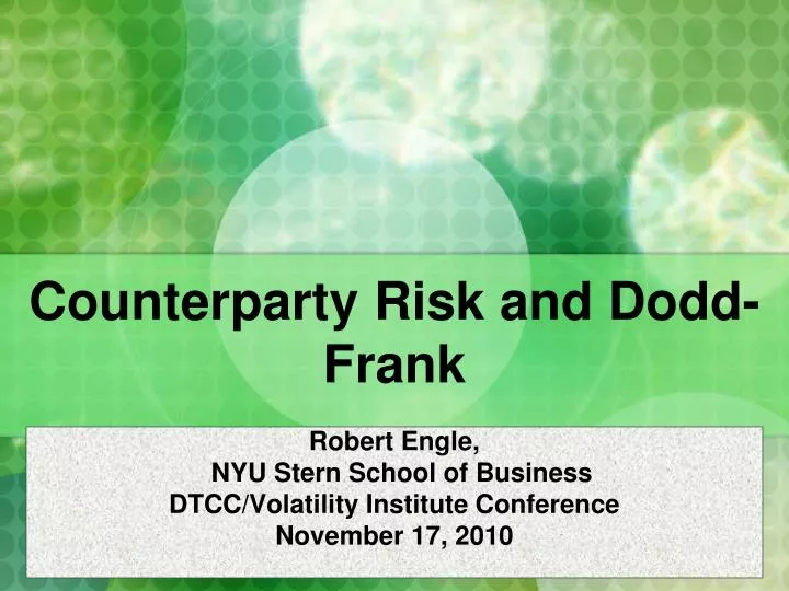counterparty risk and dodd frank