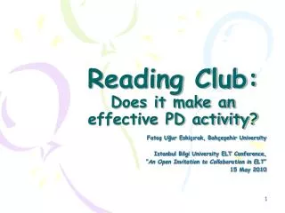 Reading Club: Does it make an effective PD activity?