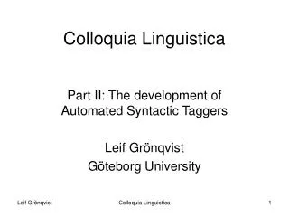 Colloquia Linguistica