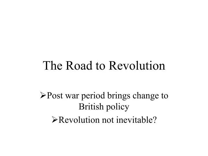 the road to revolution