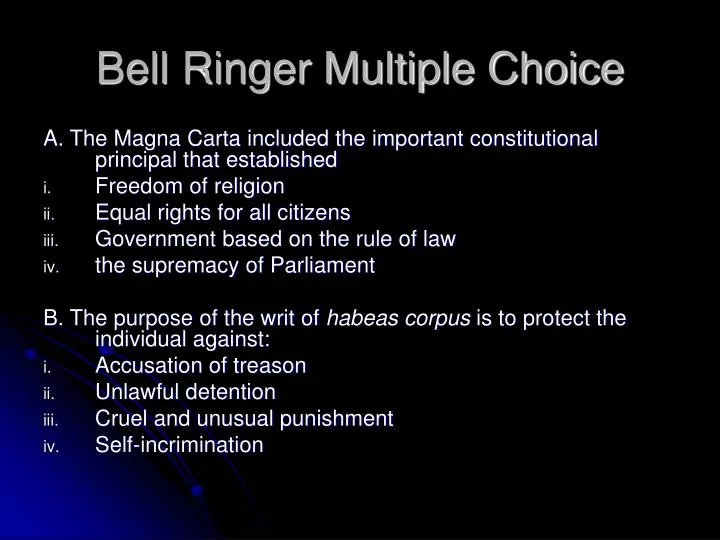 bell ringer multiple choice