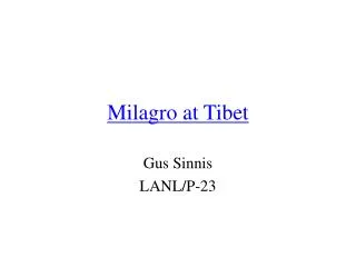 Milagro at Tibet